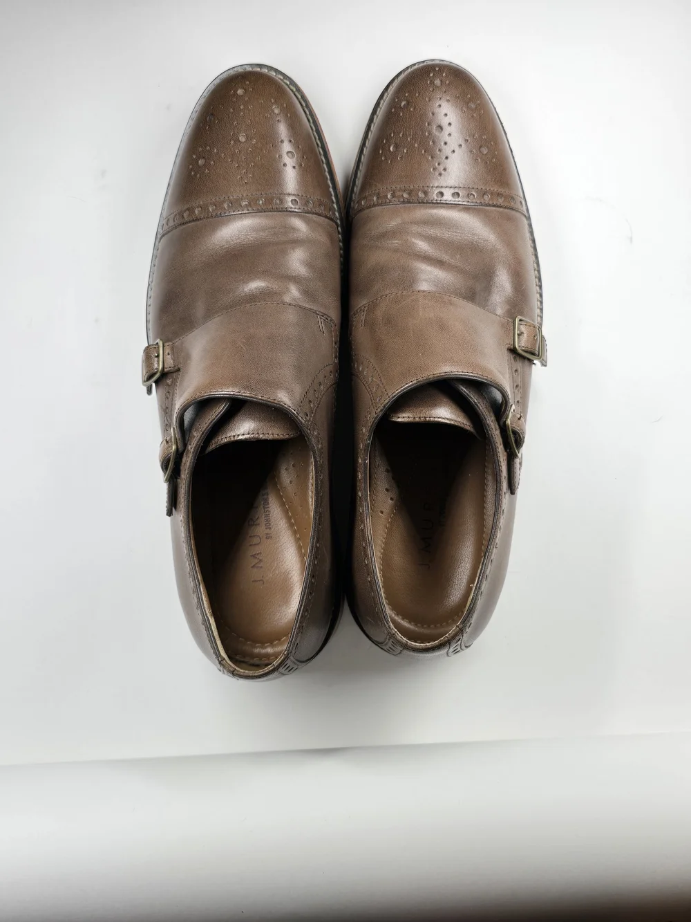 J. Murphy by Johnston & Murphy Brown Leather Double Monk Strap Oxfords